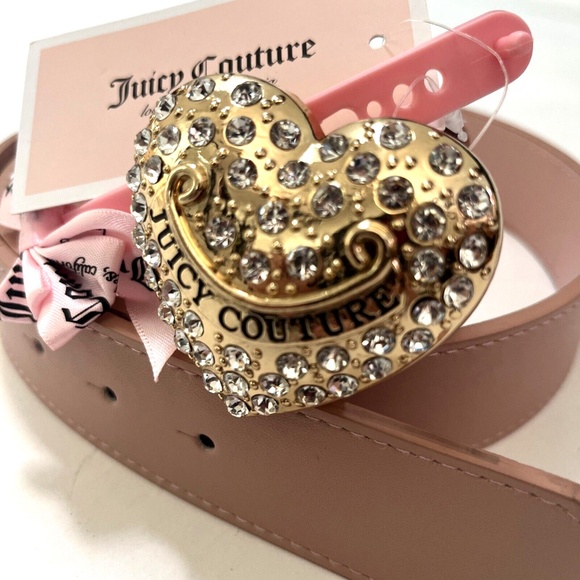 NWT Original JUICY COUTURE Rhinestone Belt Heart Logo Brand Buckle Pink M/L main image 4